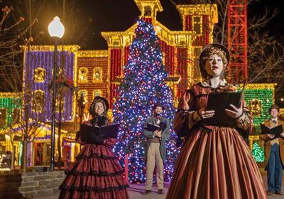 christmas lights and carolers